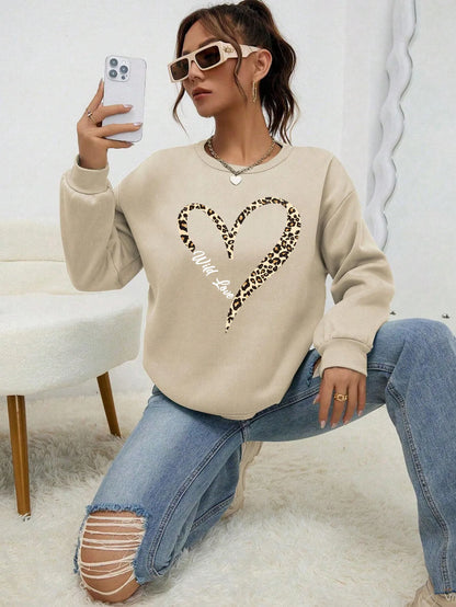 Leopard Heart Crewneck — Fur-Lined Sweatshirt, Urban Wild Print