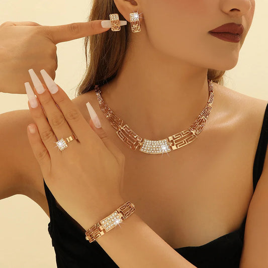 Gold-Tone Jewelry Set – Light Luxury 4-Piece