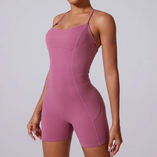 CoreZip Gym Romper – Seamless Workout Jumpsuit