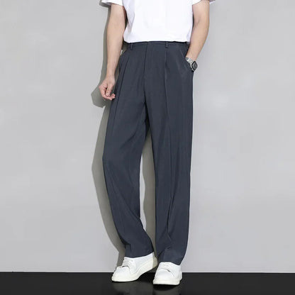 Solid Color Fashion Straight Pants – Zipper Pockets