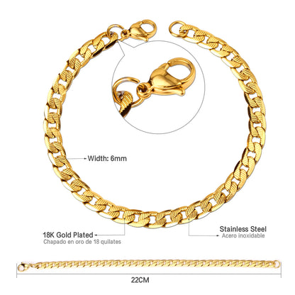 Cuban Chain Bracelet – Stainless Steel, Gold-Tone, Punk Style Jewelry for Men & Women