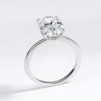 Certified 4.5CT Oval Moissanite Engagement Ring – 925 Sterling Silver