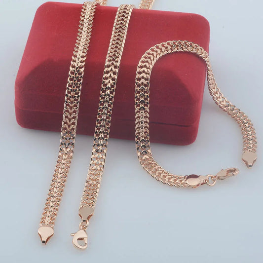 Rose Gold Chain & Bracelet Set – 6mm Shine