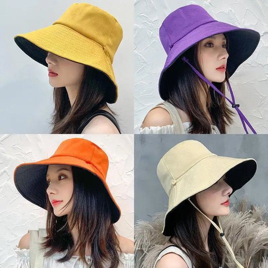 Double-Sided Foldable Bucket Hat | Wide Brim Sunscreen – Summer Visor Cap