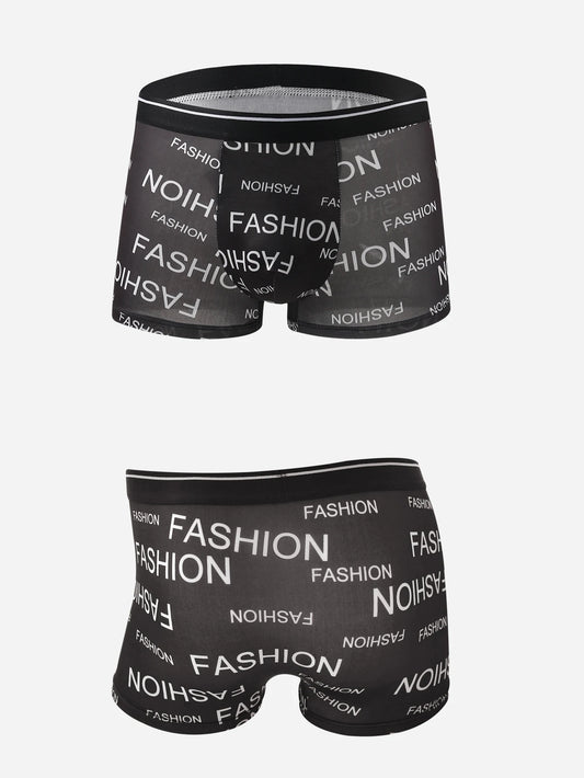 10-Pack Mixed Style Ice Silk Boxer Briefs – Breathable Letter Print Spring/Summer