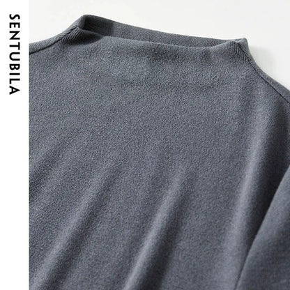 Irregular High Collar Top & Straight Pants Set – Knit Two Piece
