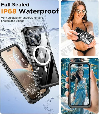 IP68 Waterproof Case – iPhone 15 to 17 Pro Max | Diving-Grade Full Body Protection + MagSafe
