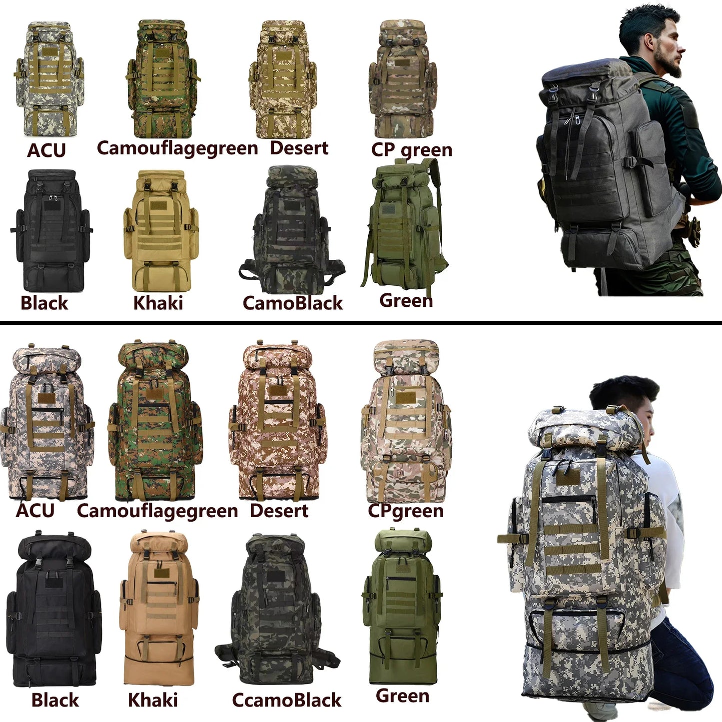 TrekMax 80L/100L Mountaineering Backpack – Tactical Outdoor Pack