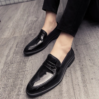 Glossy Leather Loafers — Paris-Inspired Elegance with Gold Accents