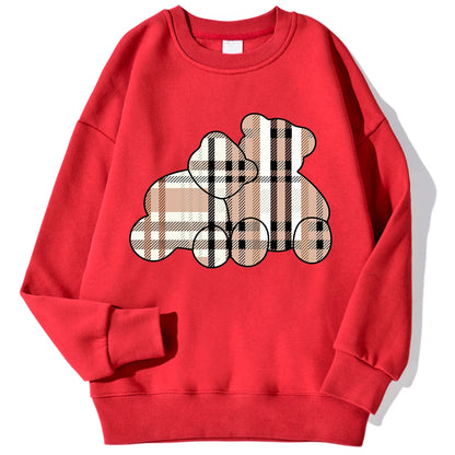 Teddy Bear Print Hoodie — Soft Crewneck, Warm Winter Pullover