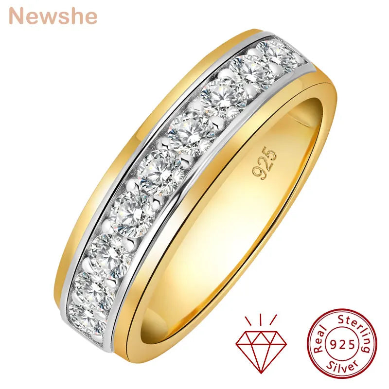 Moissanite Wedding Ring for Men – 925 Sterling Silver Eternity Band