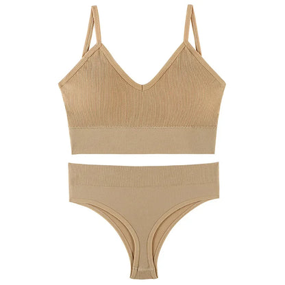 Wireless Seamless Lingerie Set – G-String & Crop Top