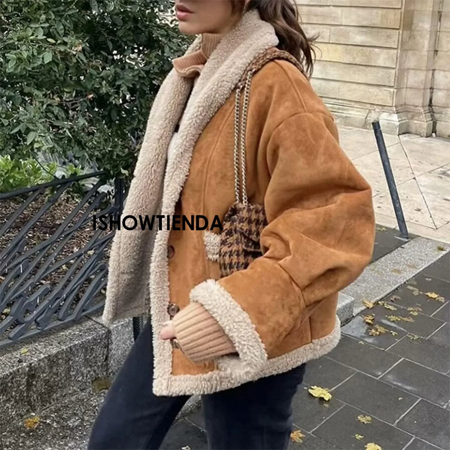 Fleece Lapel Short Coat