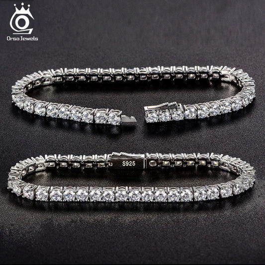 Sterling Silver Tennis Bracelet – Handmade 925 Chain for Men & Women, High-End Finish