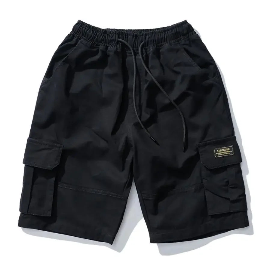 Baggy Hip-Hop Cargo Shorts with Elastic Waist