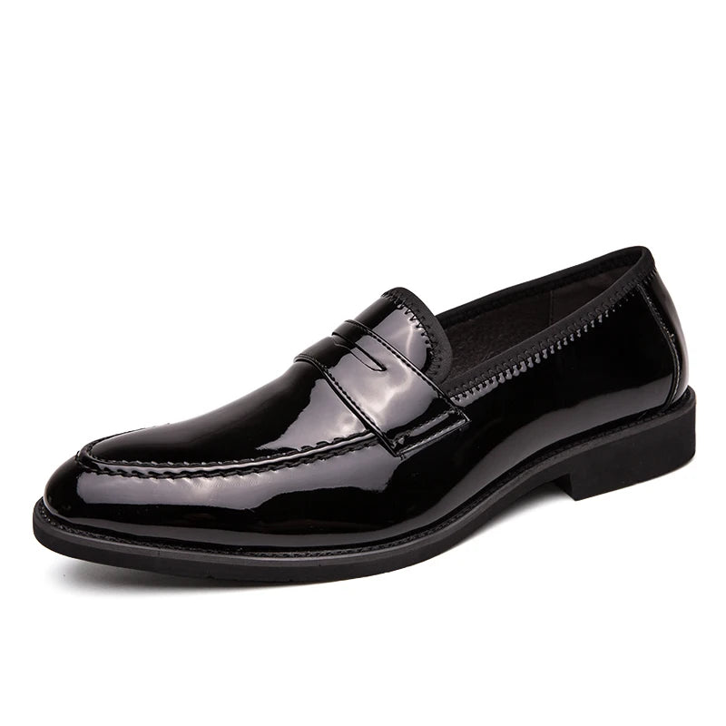 Glossy Leather Loafers — Paris-Inspired Elegance with Gold Accents