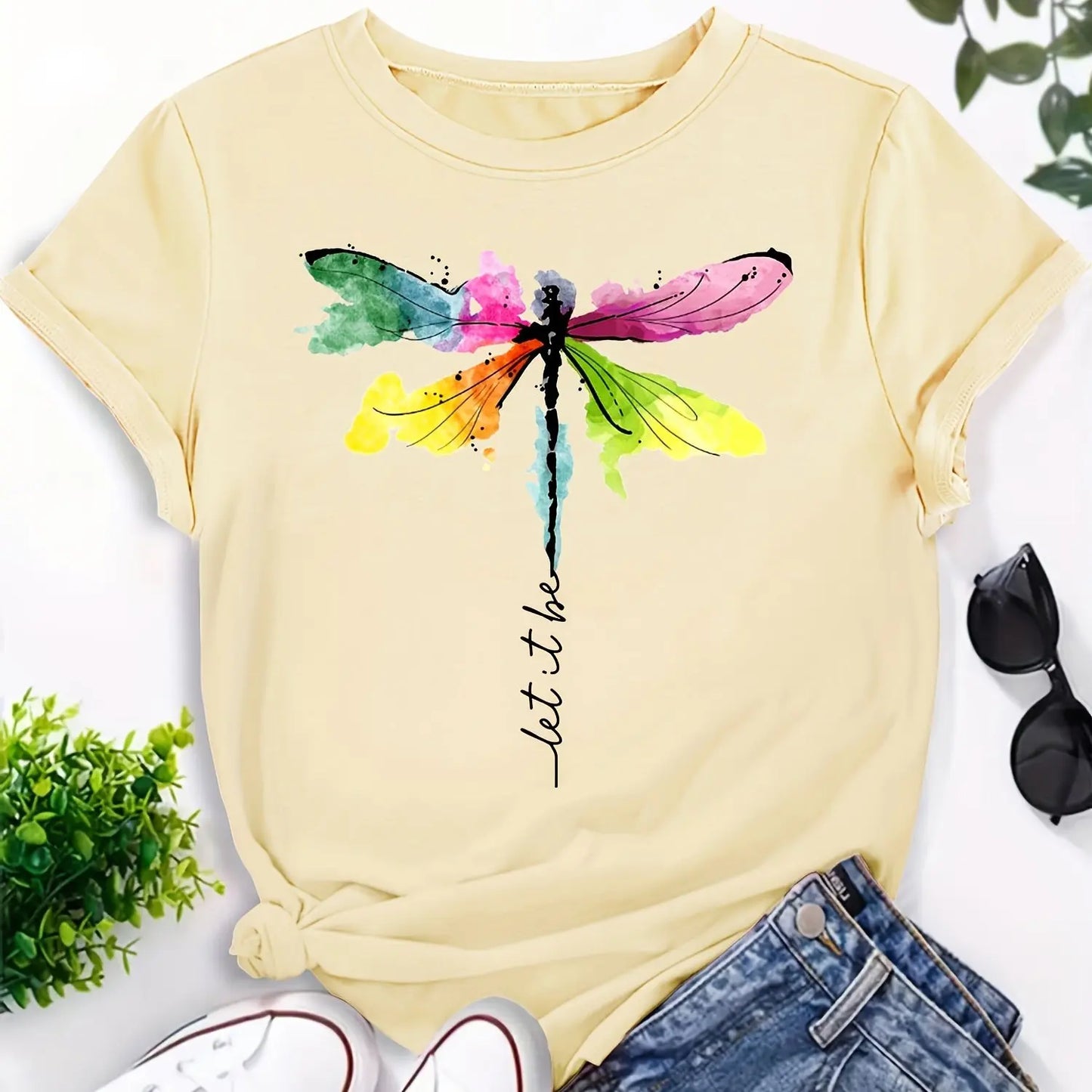 Spring Breeze – Dragonfly Graphic Short Sleeve Top
