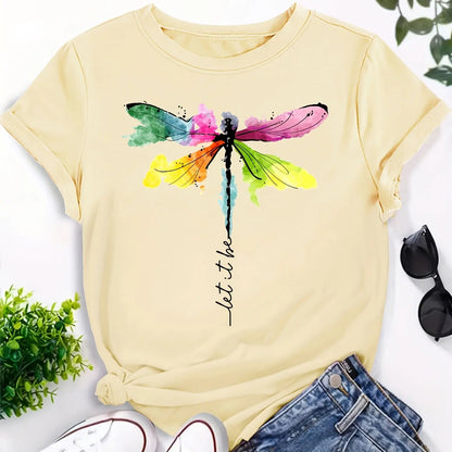 Spring Breeze – Dragonfly Graphic Short Sleeve Top