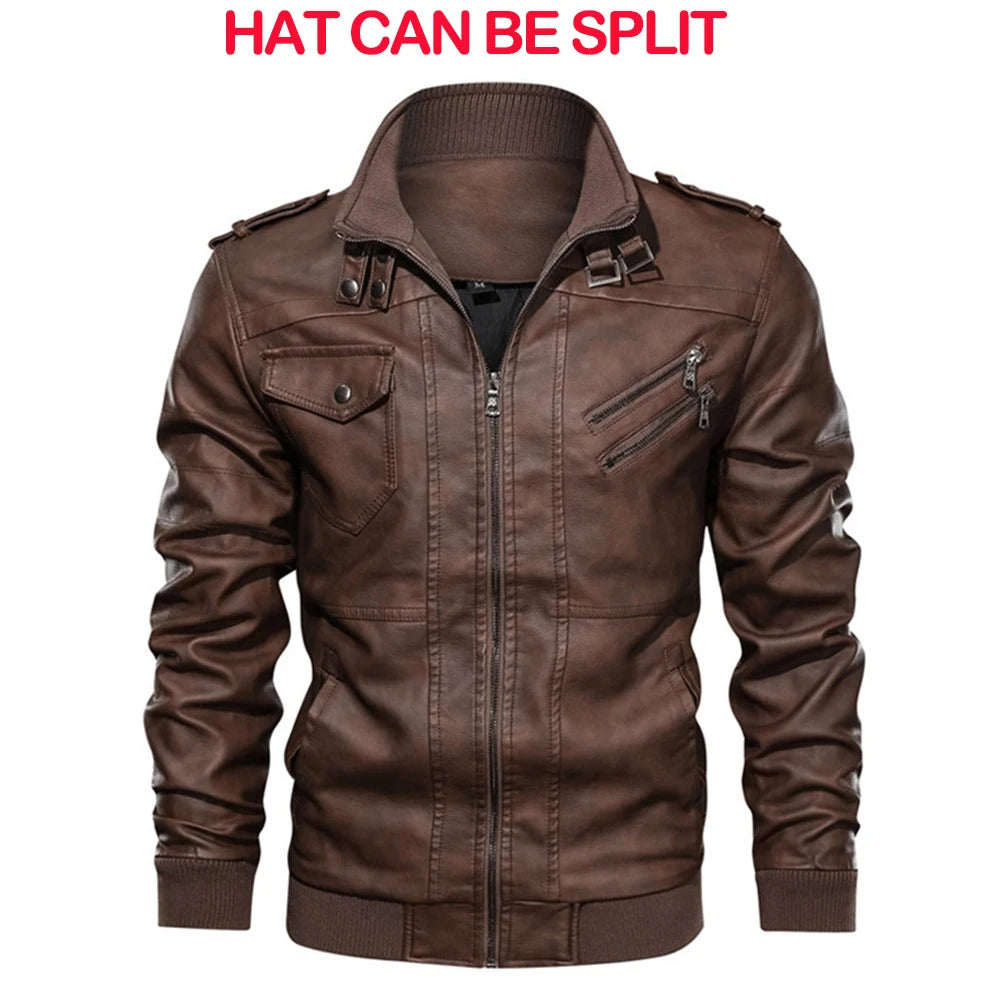 PU Motorcycle Leather Jacket — Slim Fit Biker Coat, Autumn Collection