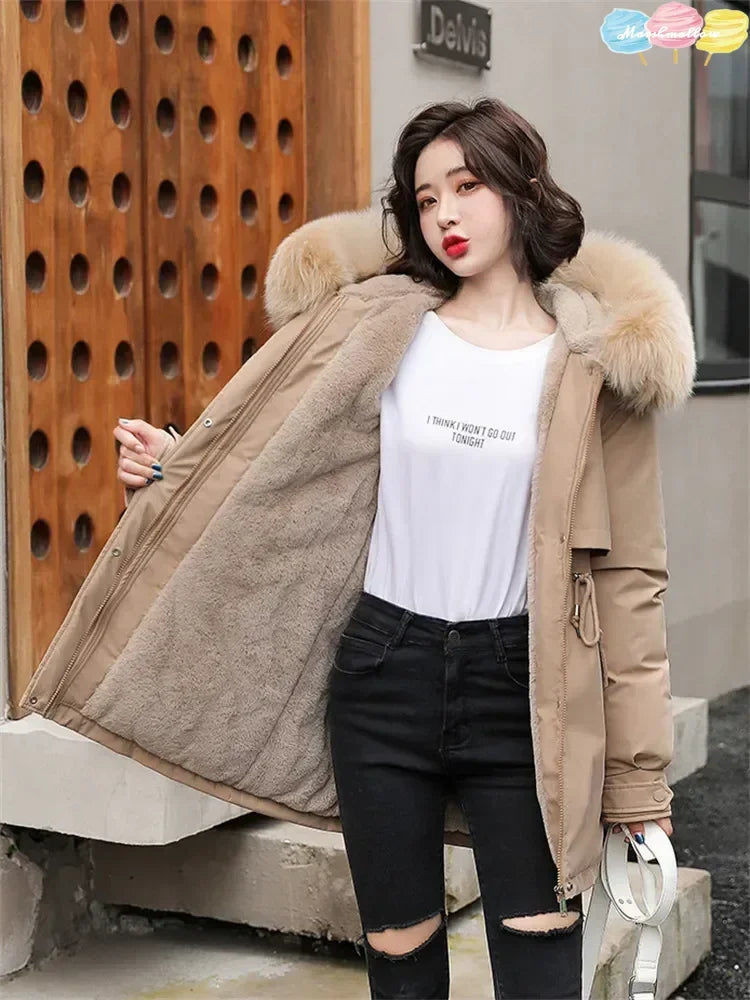 Wool Fur Hooded Parka