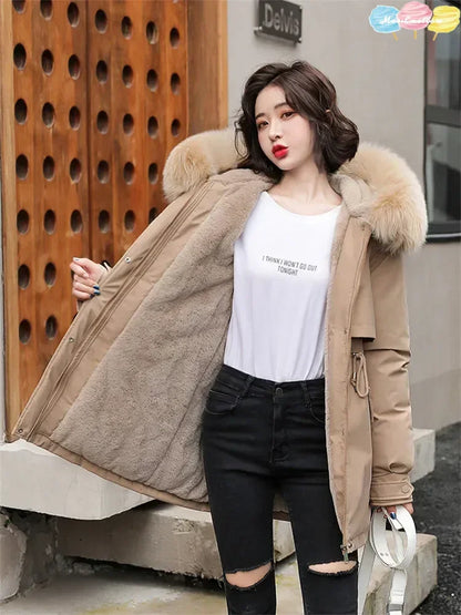 Wool Fur Hooded Parka
