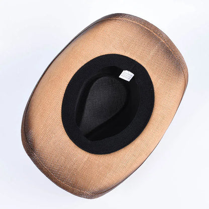 Vintage Pink Straw Cowboy Hat | Wide Brim Panama Style – Summer Beachwear
