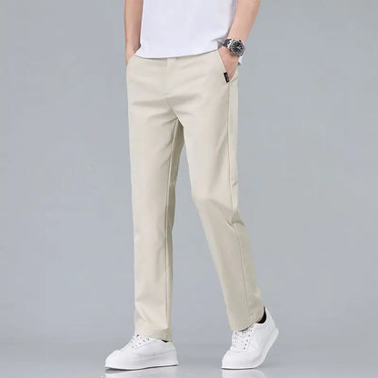 Classic Solid Color Cotton Casual Pants – Slim Fit