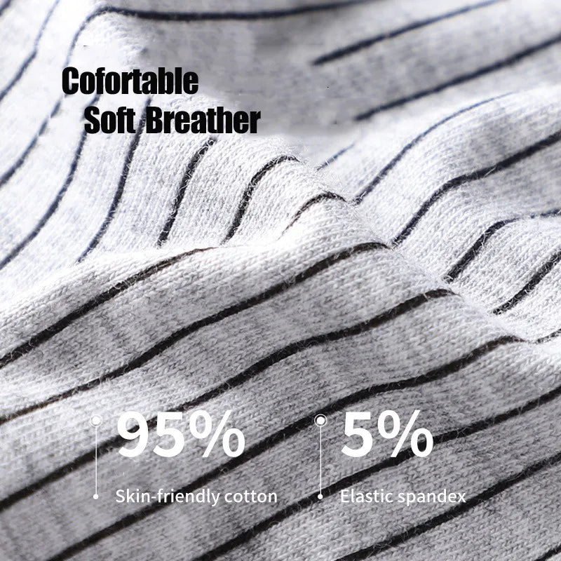 Organic Cotton Boxer Shorts – 3/4-Pack Striped Antibacterial Seamless Underpants (Up to 5XL)