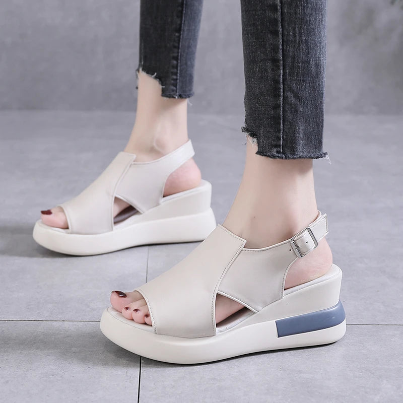 Platform Thick-Soled Sandals for Women, Lightweight Wedge Heel Fish Mouth Sandals