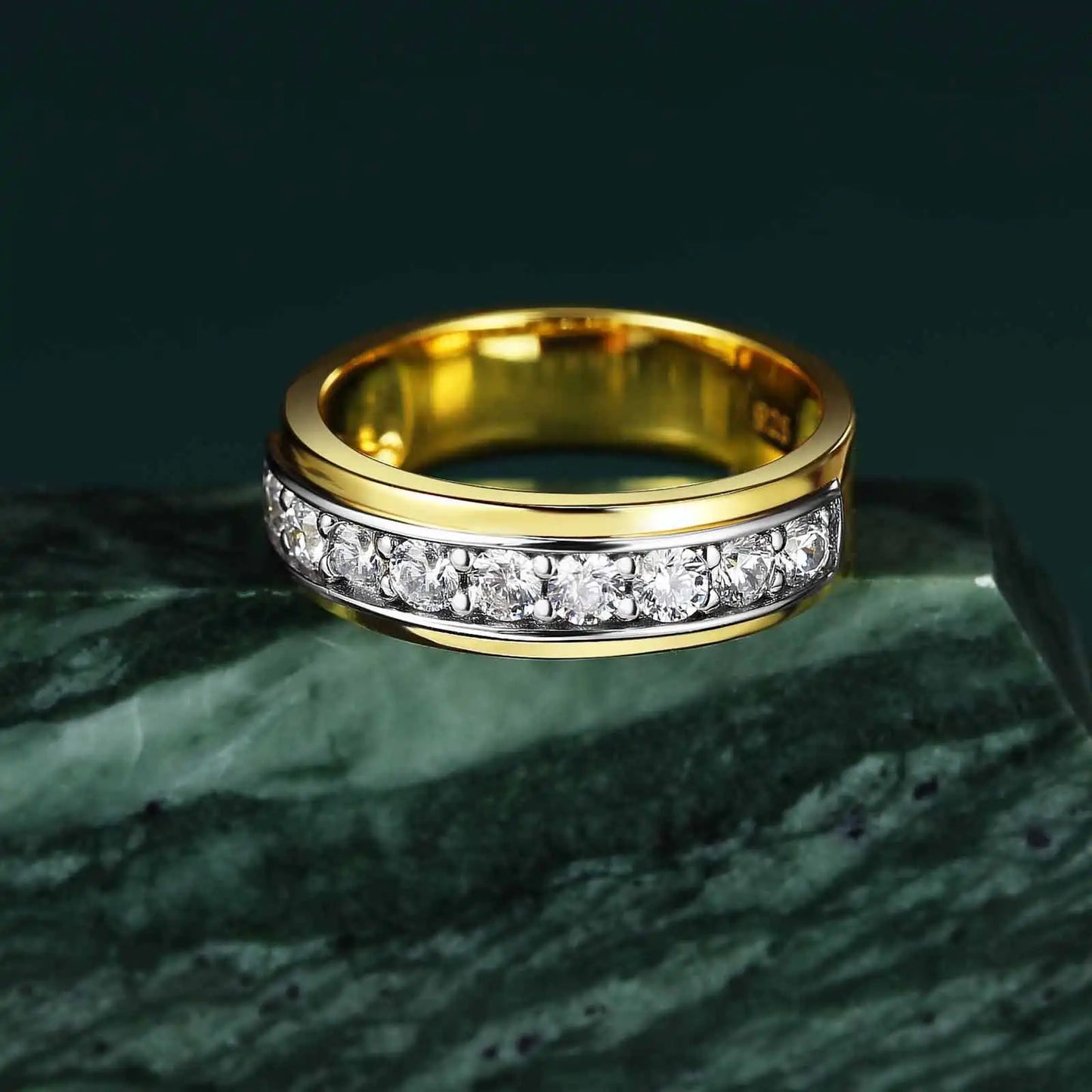 Moissanite Wedding Ring for Men – 925 Sterling Silver Eternity Band