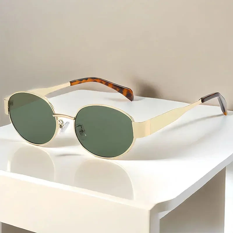 NovaShield | Oval Metal Sunglasses – Vintage Chic, Full UV Sunblock