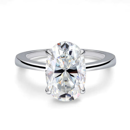 Certified 4.5CT Oval Moissanite Engagement Ring – 925 Sterling Silver