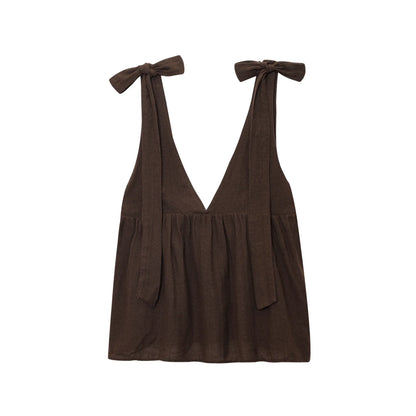 V-Neck Backless Sleeveless Top & Drawstring Slim Shorts Set – Chic Two Piece