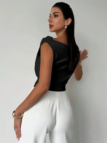 Minimalist Edge – Sleeveless Casual Tee for Women