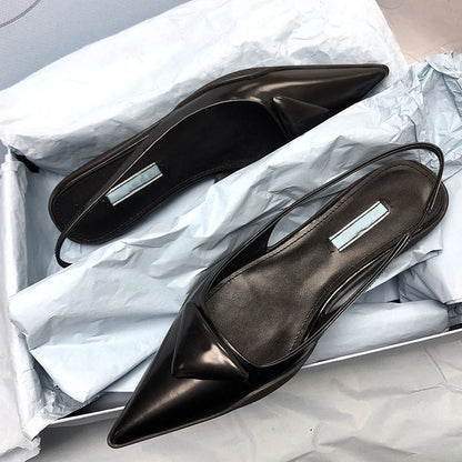 TkMode | Black Genuine Leather Sandals – 7CM Heel & 3CM Platform