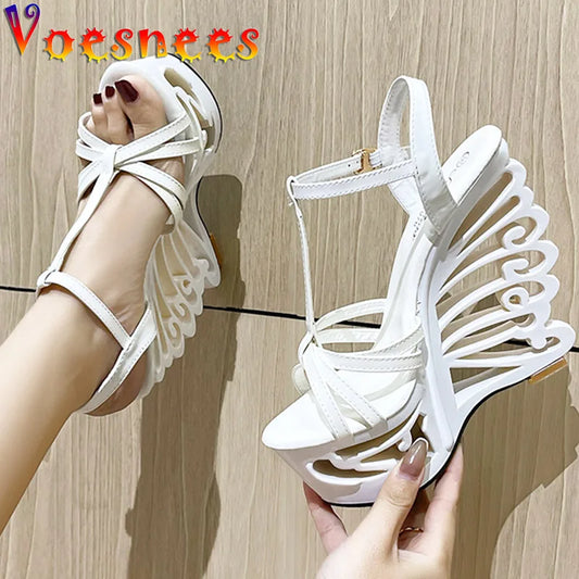 Viva | Super High Heel Hollow Out Wedge Sandals – 14.5CM Summer Pumps