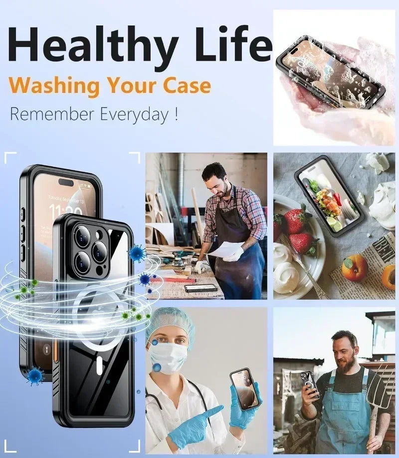 IP68 Waterproof Case – iPhone 15 to 17 Pro Max | Diving-Grade Full Body Protection + MagSafe