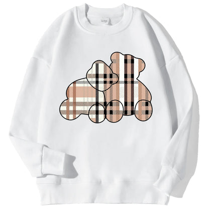 Teddy Bear Print Hoodie — Soft Crewneck, Warm Winter Pullover