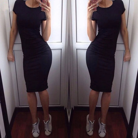 Short Sleeve Bodycon Mini Dress — Casual Party Cocktail Wear