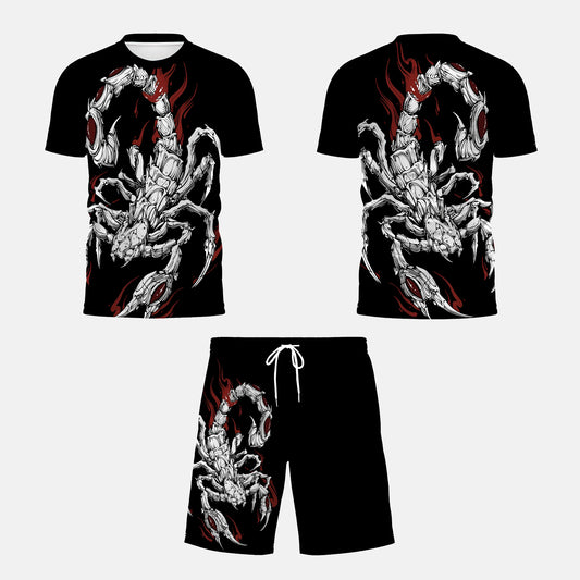 3D Scorpion Print Tee & Shorts Set – Casual Breathable