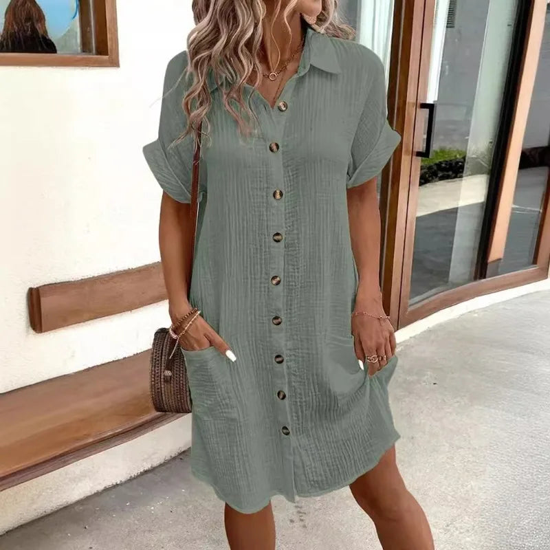 Chiffon Spaghetti Strap Mini Dress — Elastic High Waist Casual