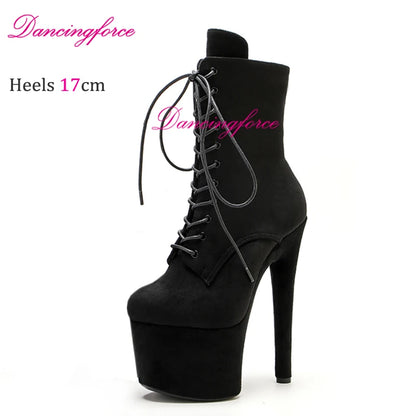 Catwalk17 | 17CM Suede Matte Platform Pole Dance Boots – Round Toe