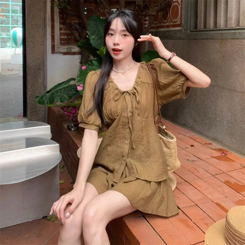 Tailored Button Shirt & Shorts Co-ord
