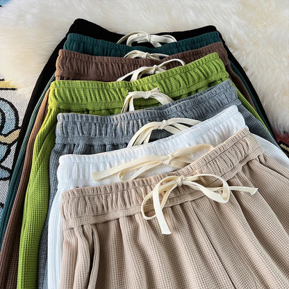 Waffle Knit Loose Shorts – Multi-Color