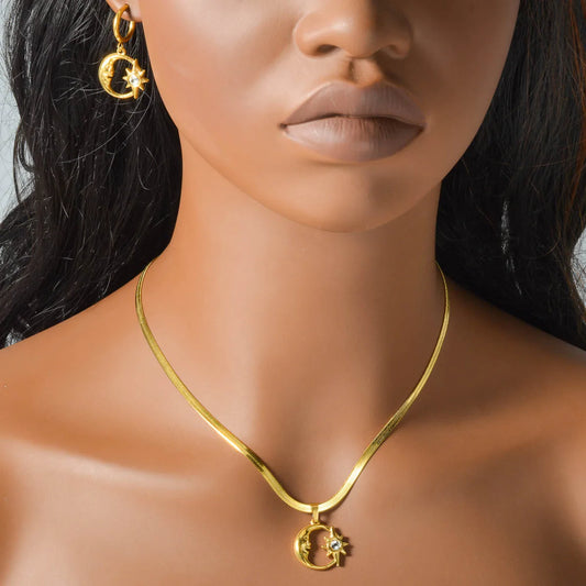 Moon & Star Pendant Set – Gold-Plated Charm