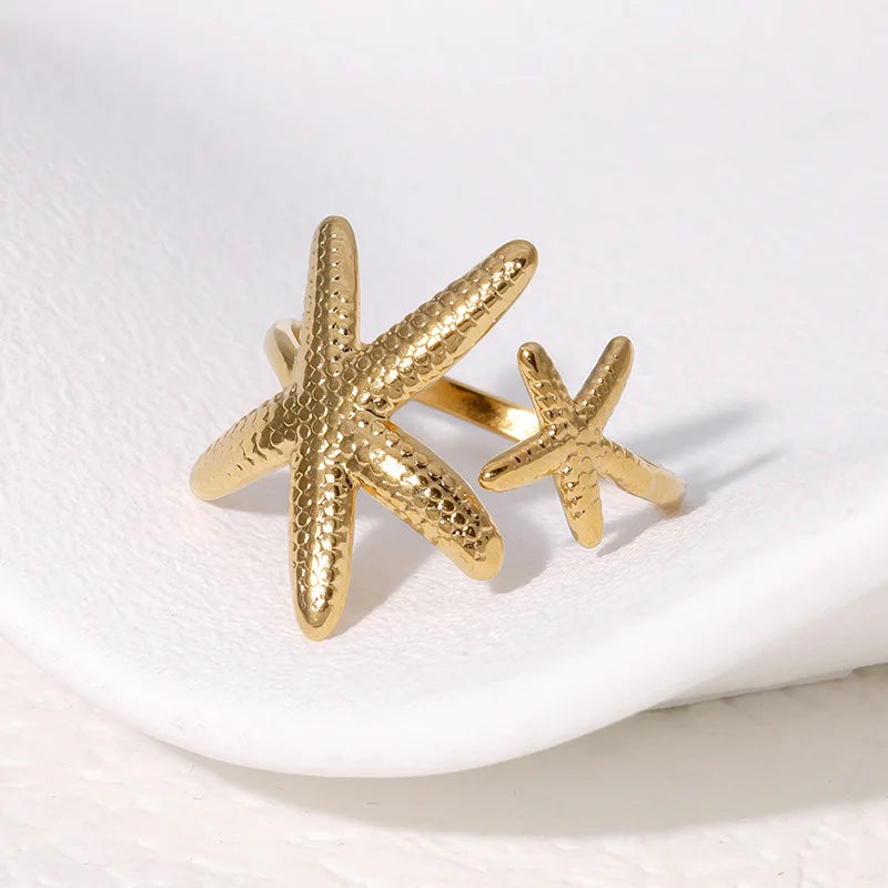 Starfish Open Ring – Waterproof Gold or Silver