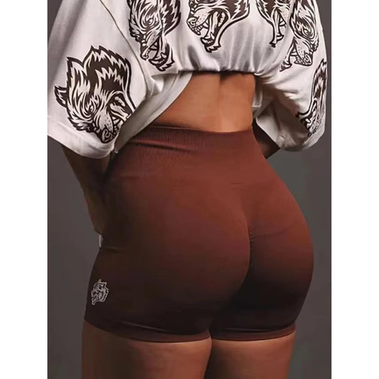 Darc Sports Shorts Elastic Yoga Pants for Women Wolf Head Naked Sense Yoga Shorts Peach Hip Fitness Breathable Sports Shorts