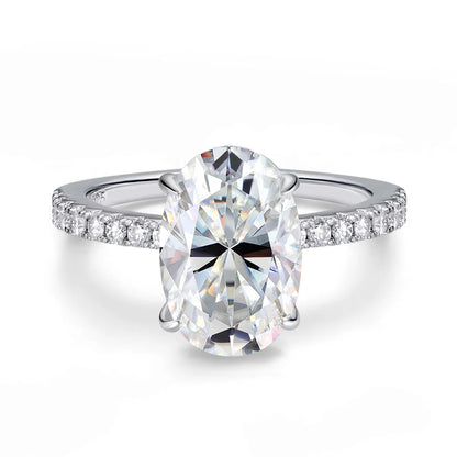 Certified 4.5CT Oval Moissanite Engagement Ring – 925 Sterling Silver