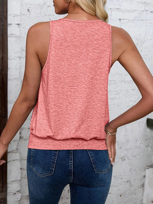Loose V-Neck Sleeveless Vest — Pure Color Essential