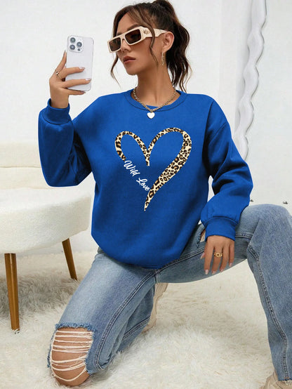 Leopard Heart Crewneck — Fur-Lined Sweatshirt, Urban Wild Print